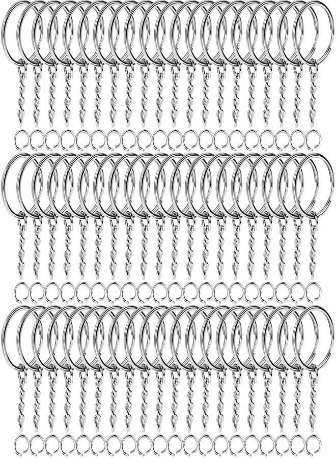 EVALUEMART Gold/Silver Color Metal Split Keychain Ring Parts - 30 Key Chains 25mm with 26mm Chains and 30pcs Open Jump Ring for Craft - Image 3